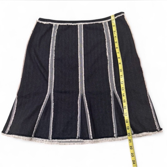 Vintage Y2K A-Line Denim Skirt Women’s 6 Grunge Western Fringe Mini Festival - Picture 6 of 6